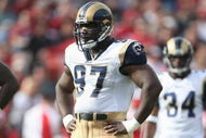 SAN FRANCISCO - NOVEMBER 18:  La'Roi Glover #97 of the St. Louis Rams stands on the field against the San Francisco 49ers on November 18, 2007 at Monster Park in San Francisco, California. (Photo by Jed Jacobsohn/Getty Images)