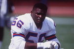 4 SEP 1992:  NEW YORK GIANTS LINEBACKER LAWRENCE TAYLOR RELAXES BEFORE THEIR 13-10 WIN OVER THE LOS ANGELES RAIDERS AT THE LOS ANGELESCOLISEUM IN LOS ANGELES, CALIFORNIA. Mandatory Credit: Ken Levine/ALLSPORT