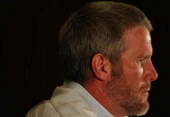 GREEN BAY, WI - MARCH 06: Quarterback Brett Favre of the Green Bay Packers announces his retirement at a press conference on March 6, 2008 at Lambeau Field in Green Bay, Wisconsin. (Photo by Jonathan Daniel/Getty Images)