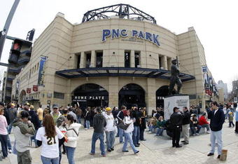 PITTSBURGH - APRIL 13: Fans mill around outside the ballpark on opening day for the Pittsburgh Pirates prior to playing the Houston Astros at PNC Park April 13, 2009 in Pittsburgh, Pennsylvania.  (Photo by Gregory Shamus/Getty Images)