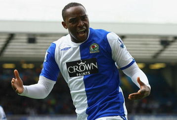 BLACKBURN, ENGLAND - MAY 09:  Benni McCarthy of Blackburn Rovers celebrates after scoring the second goal from the penalty spot during the Barclays Premier League match between Blackburn Rovers and Portsmouth at Ewood Park on May 9, 2009 in Blackburn, England.  (Photo by Alex Livesey/Getty Images)