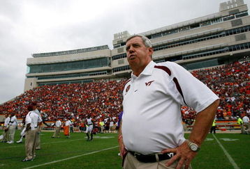 BLACKSBURG, VA - SEPTEMBER 01:  Head coach Frank Beamer of the Virginia Tech Hokies looks on after the Hokies 17-7 win over the East Carolina Pirates on September 1, 2007 at Lane Stadium in Blacksburg, Virginia.  (Photo by Kevin C. Cox/Getty Images)