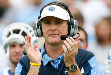 CHAPEL HILL, NC - OCTOBER 06:  Head coach Butch Davis of the North Carolina Tar Heels celebrates towards his offense after a touchdown against the Miami Hurricanes during the first half at Kenan Stadium on October 6, 2007 in Chapel Hill, North Carolina.  North Carolina defeated Miami 33-27.  (Photo by Kevin C. Cox/Getty Images)