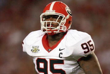 TUSCALOOSA, AL - SEPTEMBER 22: Jeff Owens #95 of the Georgia Bulldogs moves on the field during the game against the Alabama Crimson Tide at Bryant-Denny Stadium September 22, 2007 in Tuscaloosa, Alabama. Georgia defeated Alabama 26-23 in overtime. (Photo by Doug Benc/Getty Images)