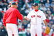BOSTON - APRIL 9: Manager Terry Francona removes Daisuke Matsuzaka #18 of the Boston Red Sox against the Tampa Bay Rays at Fenway Park, April 9, 2009, in Boston, Massachusetts. (Photo by Jim Rogash/Getty Images)