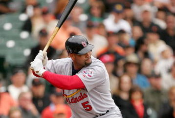 SAN FRANCISCO - MAY 31:  Albert Pujols #5 of the St. Louis Cardinals bats against the San Francisco Giants at AT&T Park on May 31, 2009 in San Francisco, California.  (Photo by Ezra Shaw/Getty Images)