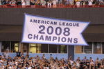ST. PETERSBURG, FL - APRIL 13: The Tampa Bay Rays hang an AL 2008 championship banner before play against the New York Yankees on April 13, 2009 at Tropicana Field in St. Petersburg, Florida.  (Photo by Al Messerschmidt/Getty Images)