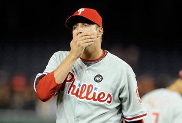 WASHINGTON - APRIL 16:  Jack Taschner #57 of the Philadelphia Phillies leaves the game after giving up 4 runs in the eighth inning to Washington Nationals at Nationals Park on April 16, 2009 in Washington, DC.  (Photo by Greg Fiume/Getty Images)