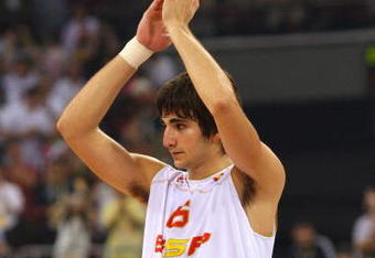 BEIJING - AUGUST 24:  Ricky Rubio #6 of Spain reacts after the United States won 118-107 in the gold medal game during Day 16 of the Beijing 2008 Olympic Games at the Beijing Olympic Basketball Gymnasium on August 24, 2008 in Beijing, China.  (Photo by Phil Walter/Getty Images)