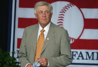 COOPERSTOWN, NY - JULY 31: Hall of Famer Phil Niekro attends the Baseball Hall of Fame Induction ceremony on July 31, 2005 at the Clark Sports Complex in Cooperstown, New York.  (Photo by Ezra Shaw/Getty Images)