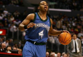 LOS ANGELES, CA - JANUARY 27:  Randy Foye #4 of the Minnesota Timberwolves moves the ball against the Los Angeles Clippers at Staples Center on January 27, 2007 in Los Angeles, California.  The Timberwolves won 101-87.  NOTE TO USER: User expressly acknowledges and agrees that, by downloading and/or using this Photograph, user is consenting to the terms and conditions of the Getty Images License Agreement. (Photo by Harry How/Getty Images)