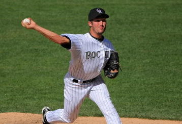 DENVER - APRIL 29:  Relief pitcher Huston Street #16 of the Colorado Rockies delivers against the San Diego Padres during MLB action at Coors Field on April 29, 2009 in Denver, Colorado. Street struck out the side in the ninth inning and earned a save as the Rockies defeated the Padres 7-5.  (Photo by Doug Pensinger/Getty Images)