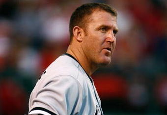ANAHEIM, CA - MAY 25:  Jim Thome #25 of the Chicago White Sox looks on from the dugout against the Los Angeles Angels of Anaheim at Angel Stadium on May 25, 2009 in Anaheim, California.  (Photo by Jeff Gross/Getty Images)