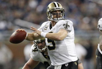 DETROIT - DECEMBER 21: Quarterback Drew Brees #9 of the New Orleans Saints drops back to pass in the third quarter against the Detroit Lions on December 21, 2008 at Ford Field in Detroit, Michigan. The Saints defeated the Lions 42-7.  (Photo by Leon Halip/Getty Images)