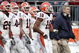 COLUMBUS - NOVEMBER 10:  Head coach Ron Zook (R) of the Illinois Fighting Illini walks with players on the sideline during the first quarter against the Ohio State Buckeyes at Ohio Stadium November 10, 2007 in Columbus, Ohio. Illinois defeated Ohio State 28-21.  (Photo by David Maxwell/Getty Images)