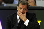 AUBURN HILLS, MI - MAY 24:  Head coach Flip Saunders of the Detroit Pistons looks on from the sidelines against the Boston Celtics during Game Three Eastern Conference finals during the 2008 NBA Playoffs at the Palace at Auburn Hills on May 24, 2008 in Auburn Hills, Michigan. NOTE TO USER: User expressly acknowledges and agrees that, by downloading and/or using this photograph, user is consenting to the terms and conditions of the Getty Images License Agreement.  (Photo by Jonathan Daniel/Getty Images)
