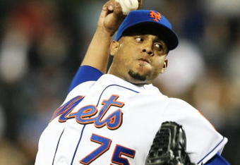 NEW YORK - JUNE 10:  Francisco Rodriguez #75 of the New York Mets pitches against the Philadelphia Phillies during their game on June 10, 2009 at Citi Field in the Flushing neighborhood of the Queens borough of New York City.  (Photo by Al Bello/Getty Images)