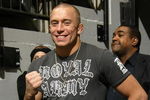 TORONTO - FEBRUARY 5:  Ultimate Fighter Georges St-Pierre attends the Toronto Maple Leafs game against the Florida Panthers during a fight during their NHL game at the Air Canada Centre February 5, 2008 in Toronto, Ontario, Canada. (Photo By Dave Sandford/Getty Images)