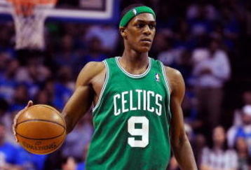 ORLANDO, FL - MAY 14:  Rajon Rondo #9 of the Boston Celtics sets up the offense in Game Six of the Eastern Conference Semifinals during the 2009 NBA Playoffs against the Orlando Magic at Amway Arena on May 14, 2009 in Orlando, Florida.  NOTE TO USER: User expressly acknowledges and agrees that, by downloading and/or using this Photograph, user is consenting to the terms and conditions of the Getty Images License Agreement.  (Photo by Sam Greenwood/Getty Images)