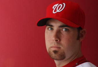VIERA, FLORIDA - FEBRUARY 23:  Jason Bergmann #57 of the Washington Nationals poses during Photo Day on February 23, 2008 at Space Coast Stadium in Viera, Florida.  (Photo by Elsa/Getty Images)