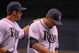 ST. PETERSBURG, FL - APRIL 30: Infielder Evan Longoria #3 talks with pitcher Matt Garza  #22 of the Tampa Bay Rays against the Boston Red Sox April 30, 2009 at Tropicana Field in St. Petersburg, Florida.  (Photo by Al Messerschmidt/Getty Images)