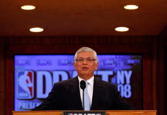 NEW YORK - JUNE 26: NBA Commissioner David Stern speaks during the 2008 NBA Draft at the Wamu Theatre at Madison Square Garden June 26, 2008 in New York City. NOTE TO USER: User expressly acknowledges and agrees that, by downloading and or using this photograph, User is consenting to the terms and conditions of the Getty Images License Agreement.  (Photo by Nick Laham/Getty Images)