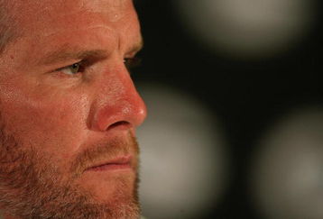 GREEN BAY, WI - MARCH 6: Quarterback Brett Favre of the Green Bay Packers announces his retirement at a press conference at Lambeau Field March 6, 2008 in Green Bay, Wisconsin. (Photo by Jonathan Daniel/Getty Images)