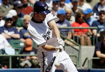 MILWAUKEE - MAY 14: J.J. Hardy #7 of the Milwaukee Brewers hits the ball against the Florida Marlins on May 14, 2009 at Miller Park in Milwaukee, Wisconsin. The Brewers defeated the Marlins 5-3. (Photo by Jonathan Daniel/Getty Images)