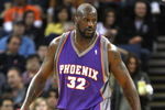 OAKLAND, CA - MARCH 15:  Shaquille O'Neal #32 of the Phoenix Suns looks on against the Golden State Warriors during an NBA game on March 15, 2009 at Oracle Arena in Oakland, California. NOTE TO USER: User expressly acknowledges and agrees that, by downloading and or using this photograph, User is consenting to the terms and conditions of the Getty Images License Agreement.  (Photo by Jed Jacobsohn/Getty Images)