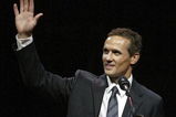 DETROIT - JANUARY 2:  Steve Yzerman of the Detroit Red Wings waves to the crowd as his #19 is retired and raised to the raftors prior to the Anaheim Ducks taking on the Detroit Red Wings during their NHL game at Joe Louis Arena January 2, 2007 in Detroit, Michigan.  (Photo by Dave Sandford/Getty Images)