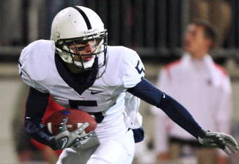 COLUMBUS, OH - OCTOBER 25: Wide receiver Graham Zug #5 of the Penn State Nittany Lions runs with the ball against the Ohio State Buckeyes on October 25, 2008 at Ohio Stadium in Columbus, Ohio.  (Photo by Jamie Sabau/Getty Images)