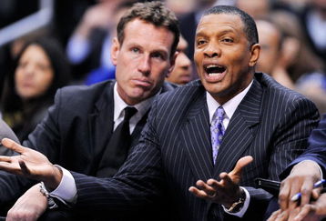 LOS ANGELES, CA - FEBRUARY 18: Interim coach Alvin Gentry of the Phoenix Suns complains from the bench as assistant coach Dan Majerle looks on during the first half against Los Angeles Clippers at the Staples Center on February 18, 2009 in Los Angeles, California.  NOTE TO USER: User expressly acknowledges and agrees that, by downloading and or using this photograph, User is consenting to the terms and conditions of the Getty Images License Agreement.  (Photo by Kevork Djansezian/Getty Images)