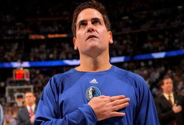 DENVER - MAY 05:  Mark Cuban, owner of the Dallas Mavericks observes the national anthem prior to facing the Denver Nuggets in Game Two of the Western Conference Semifinals during the 2009 NBA Playoffs at Pepsi Center on May 5, 2009 in Denver, Colorado. The Nuggets defeated the Mavericks 117-105. NOTE TO USER: User expressly acknowledges and agrees that, by downloading and or using this photograph, User is consenting to the terms and conditions of the Getty Images License Agreement.  (Photo by Doug Pensinger/Getty Images)