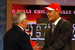 NEW YORK - JUNE 26:  NBA Commissioner David Stern shakes hands with number one draft pick for the Chicago Bulls, Derrick Rose during the 2008 NBA Draft at the Wamu Theatre at Madison Square Garden June 26, 2008 in New York City. NOTE TO USER: User expressly acknowledges and agrees that, by downloading and or using this photograph, User is consenting to the terms and conditions of the Getty Images License Agreement.  (Photo by Nick Laham/Getty Images)