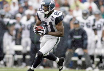 ORCHARD PARK, NY - SEPTEMBER 7:  Nate Burleson #81 of the Seattle Seahawks carries the ball during the game against the Buffalo Bills at Ralph Wilson Stadium on September 7, 2008 in Orchard Park, New York. (Photo by: Rick Stewart/Getty Images)