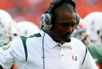 MIAMI - OCTOBER 25:  Head coach Randy Shannon of the Miami Hurricanes paces the sideline as his team takes on the Wake Forest Demon Decons at Dolphin Stadium on October 25, 2008 in Miami, Florida.  (Photo by Doug Benc/Getty Images)