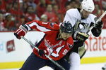 WASHINGTON - MAY 13: Sergei Fedorov #91 of the Washington Capitals skates against Jordan Staal #11 of the Pittsburgh Penguins during Game Seven of the Eastern Conference Semifinal Round of the 2009 Stanley Cup Playoffs at Verizon Center May 13, 2009 in Washington, DC. (Photo by Bruce Bennett/Getty Images)