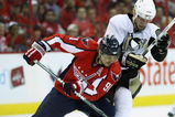 WASHINGTON - MAY 13: Sergei Fedorov #91 of the Washington Capitals skates against Jordan Staal #11 of the Pittsburgh Penguins during Game Seven of the Eastern Conference Semifinal Round of the 2009 Stanley Cup Playoffs at Verizon Center May 13, 2009 in Washington, DC. (Photo by Bruce Bennett/Getty Images)