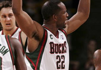 MILWAUKEE - MARCH 4:  Michael Redd #22 of the Milwaukee Bucks fires up the crowd during a game against the Chicago Bulls at the Bradley Center March 4, 2007 in Milwaukee, Wisconsin. The Bulls defeated the Bucks 126-121in overtime. NOTE TO USER: User expressly acknowledges and agrees that, by downloading and/or using this Photograph, user is consenting to the terms and conditions of the Getty Images License Agreement.  (Photo by Jonathan Daniel/Getty Images)