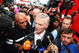 NORTHAMPTON, UNITED KINGDOM - JUNE 21: F.I.A. President Max Mosley is surrounded by the media as he arrives in the paddock before the British Formula One Grand Prix at Silverstone on June 21, 2009 in Northampton, England. (Photo by Clive Mason/Getty Images)