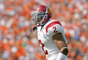 CHARLOTTESVILLE, VA - AUGUST 30:  Taylor Mays #2 of the Southern California Trojans yells on the field during the game against the Virginia Cavaliers at Scott Stadium on August 30, 2008 in Charlottesville, Virginia.  (Photo by Kevin C. Cox/Getty Images)