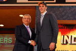 NEW YORK - JUNE 25:  NBA Commissioner David Stern poses for a photograph with the thirteenth overall draft pick by the Indiana Pacers,  Tyler Hansbrough during the 2009 NBA Draft at the Wamu Theatre at Madison Square Garden June 25, 2009 in New York City. NOTE TO USER: User expressly acknowledges and agrees that, by downloading and/or using this Photograph, User is consenting to the terms and conditions of the Getty Images License Agreement.  (Photo by Jim McIsaac/Getty Images)