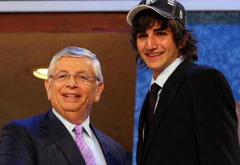 NEW YORK - JUNE 25:  NBA Commissioner David Stern poses for a photograph with the fifth overall draft pick by the Minnesota Timberwolves,  Ricky Rubio during the 2009 NBA Draft at the Wamu Theatre at Madison Square Garden June 25, 2009 in New York City. NOTE TO USER: User expressly acknowledges and agrees that, by downloading and/or using this Photograph, User is consenting to the terms and conditions of the Getty Images License Agreement.  (Photo by Jim McIsaac/Getty Images)