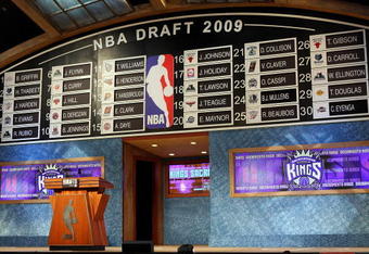 NEW YORK - JUNE 25:  The draft board is seen after the first round of the 2009 NBA Draft at the Wamu Theatre at Madison Square Garden June 25, 2009 in New York City. NOTE TO USER: User expressly acknowledges and agrees that, by downloading and/or using this Photograph, User is consenting to the terms and conditions of the Getty Images License Agreement.  (Photo by Jim McIsaac/Getty Images)