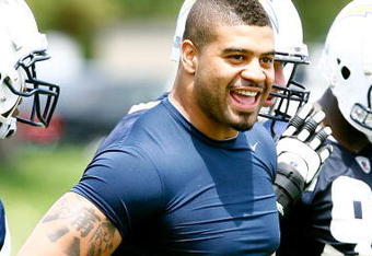 SAN DIEGO - MAY 03: Linebacker Shawne Merriman #56 of the San Diego Chargers watches practice during minicamp at the team's training facility on May 3, 2009 in San Diego, California. Merriman did not participate in any of the drills. (Photo by Kevin Terrell/Getty Images)