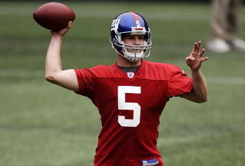 EAST RUTHERFORD, NJ - MAY 09:  Rhett Bomar #5 of the New York Giants works out at rookie camp on May 9, 2009 in East Rutherford, New Jersey.  (Photo by Jeff Zelevansky/Getty Images)