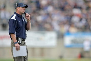 FORT COLLINS, CO - NOVEMBER 01:  Head coach Bronco Mendenhall of the Brigham Young Cougars directs his team against the Colorado State Rams at Sonny Lubick Field at Hughes Stadium on November 1, 2008 in Fort Collins, Colorado. BYU defeated CSU 45-42.  (Photo by Doug Pensinger/Getty Images)