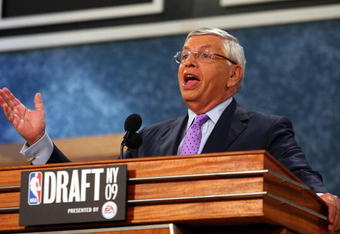 NEW YORK - JUNE 25:  NBA Commissioner David Stern speaks prior to the start of the 2009 NBA Draft at the Wamu Theatre at Madison Square Garden June 25, 2009 in New York City. NOTE TO USER: User expressly acknowledges and agrees that, by downloading and/or using this Photograph, User is consenting to the terms and conditions of the Getty Images License Agreement.  (Photo by Jim McIsaac/Getty Images)