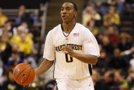 WINSTON-SALEM, NC - FEBRUARY 18:  Jeff Teague #0 of the Wake Forest Demon Deacons dribbles the ball upcourt during their game against the Georgia Tech Yellow Jackets at Lawrence Joel Coliseum on February 18, 2009 in Winston-Salem, North Carolina. The Demon Deacons defeated the Yellow Jackets 87-69. (Photo by Streeter Lecka/Getty Images)