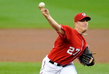 WASHINGTON - JUNE 04:  Jordan Zimmermann #27 of the Washington Nationals pitches against the San Francisco Giants at Nationals Park on June 4, 2009 in Washington, DC.  (Photo by Greg Fiume/Getty Images)